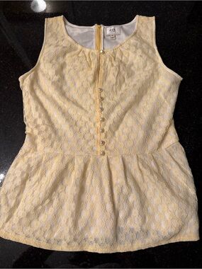 Eci Yellow Lace Peplum top for women